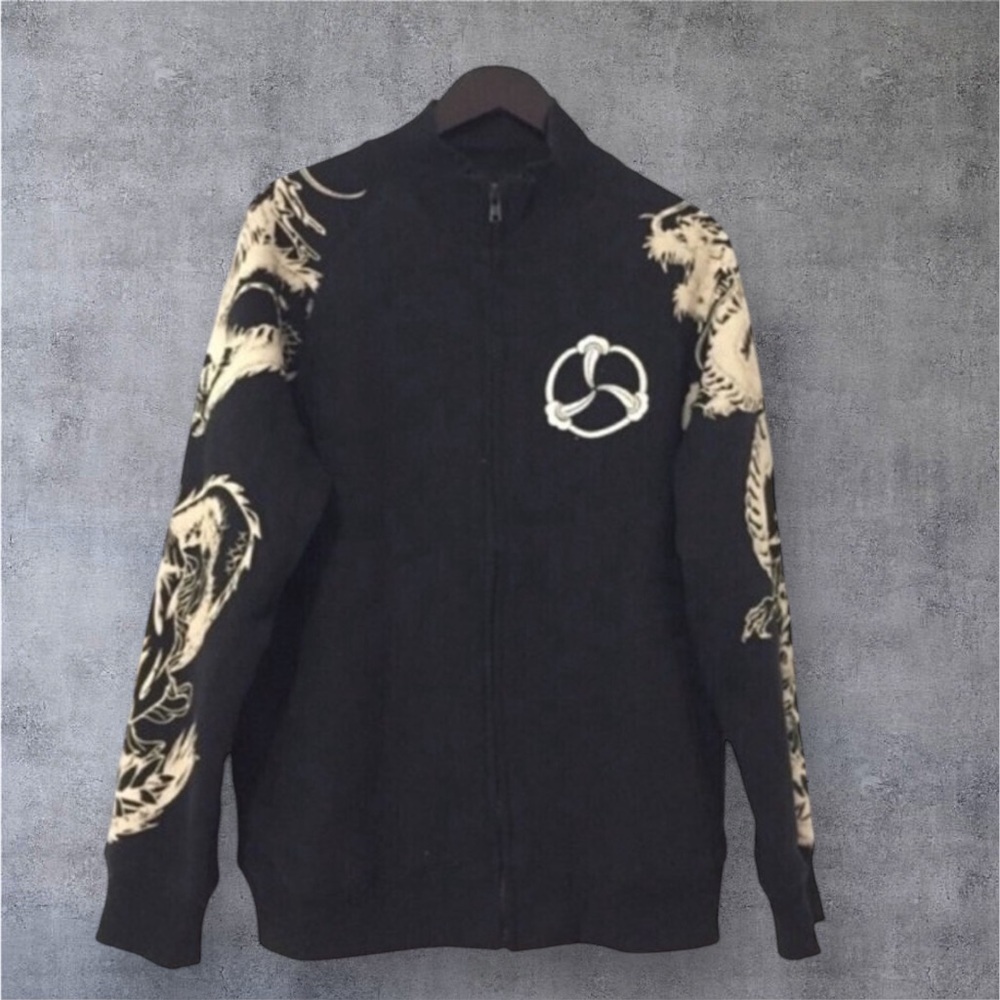 Big Train Jeans Japanese Y2K ‎ Man’s Sweatshirt Black Dragon Print Size L